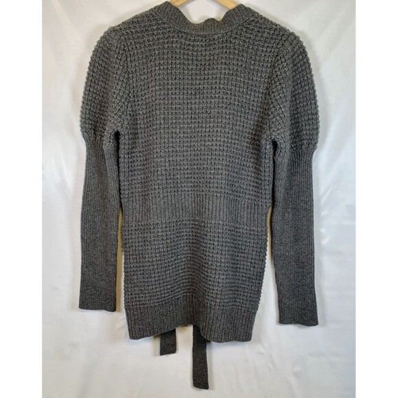 Juicy Couture Gray Lambs Wool Blend Open Front Sash Tie Cardigan Sweater Large - Picture 9 of 9